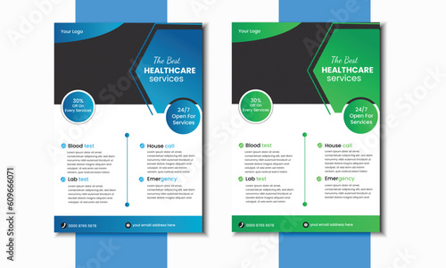 The healthcare modern flyer design. Corporate healthcare and medical cover design. photo