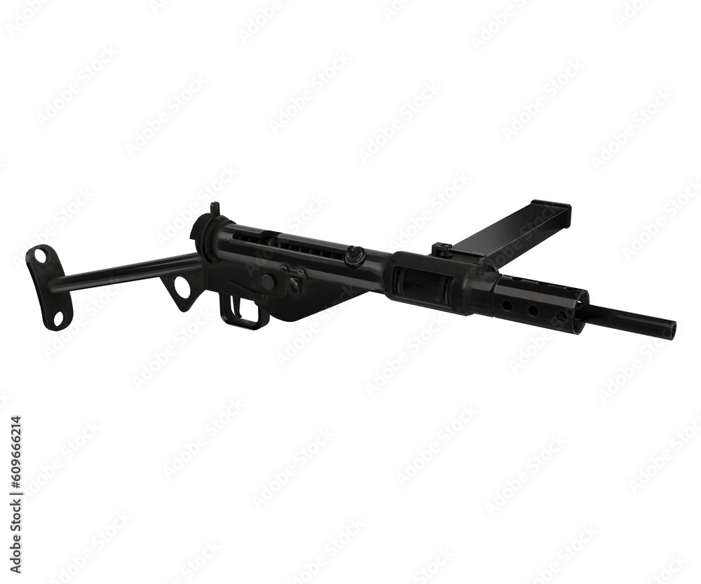 3d rendering of firearm with shoulder stabilizer