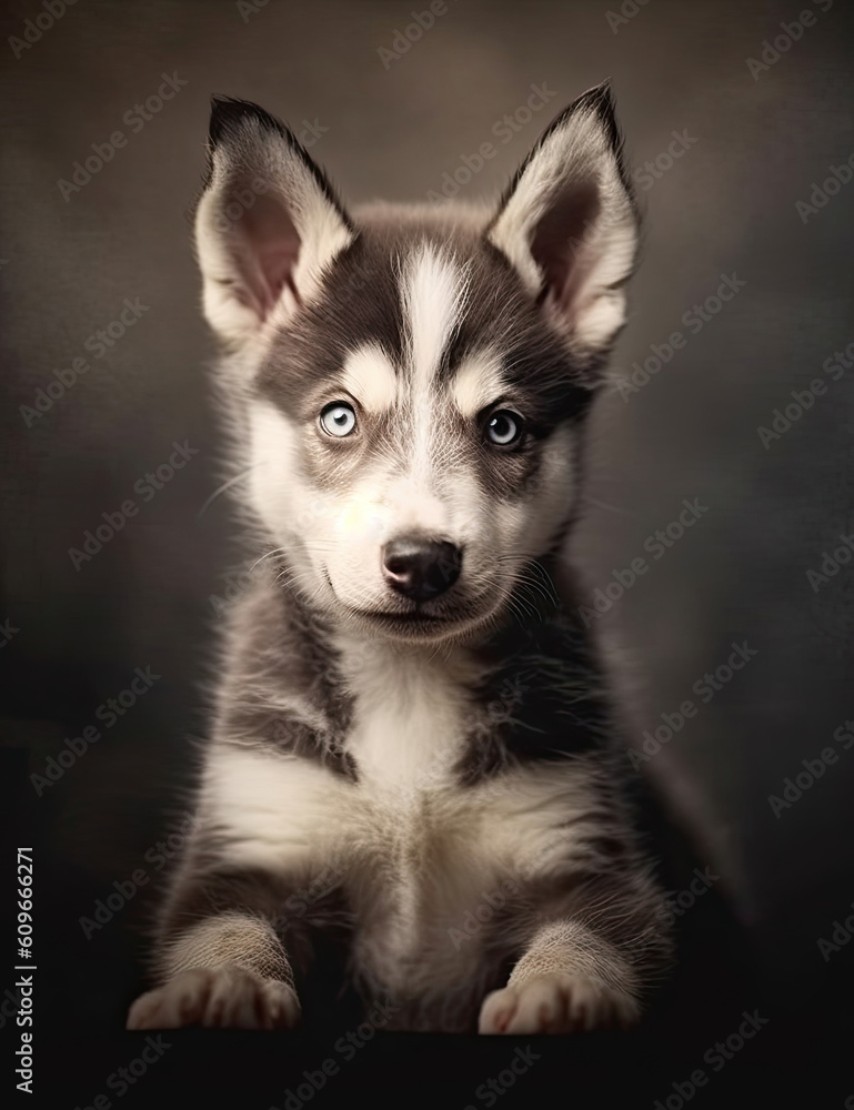 Baby Husky, Puppy Dog, Adorable, Wall Art, Nursery Art, Animal, Pet. Generative AI. Baby Husky, Puppy Dog, Adorable, Wall Art, Nursery Art, Animal, Pet. Generative AI.