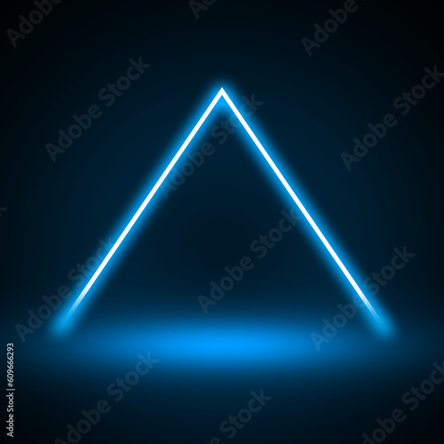 blue triangle line light neon background studio