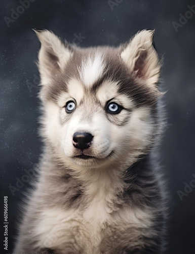 Baby Husky  Puppy Dog  Adorable  Wall Art  Nursery Art  Animal  Pet. Generative AI.