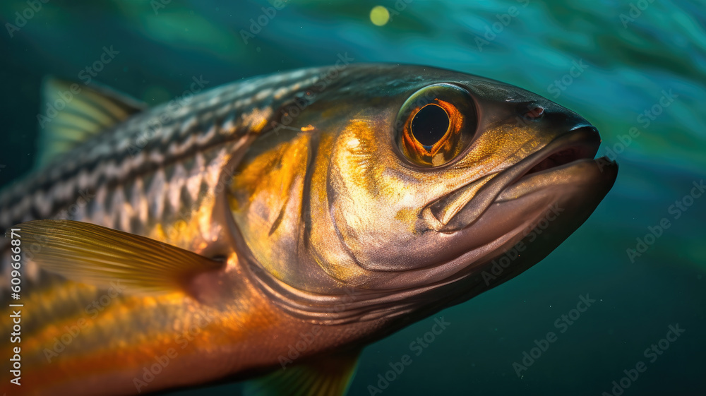 Fototapeta premium bonito fish in the ocean in detailed view created with Generative AI technology