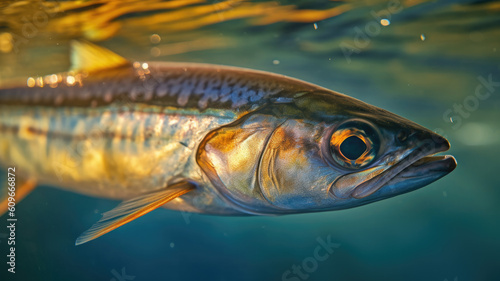 bonito fish in the ocean in detailed view created with Generative AI technology