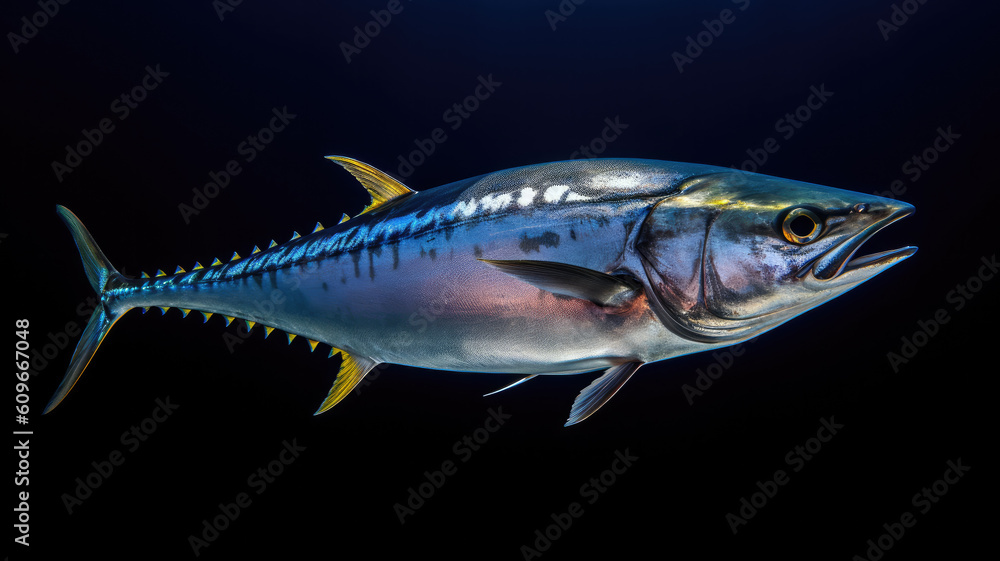 Fototapeta premium bonito fish in the ocean in detailed view created with Generative AI technology