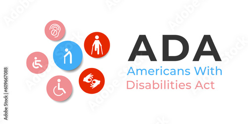 Americans with disability act is observed every year on July 26, ADA is a civil rights law that prohibits discrimination based on disability. vector template design