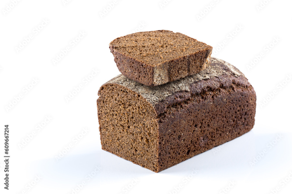 Rye bread slices isolated on white background Rye bread slices isolated on white background