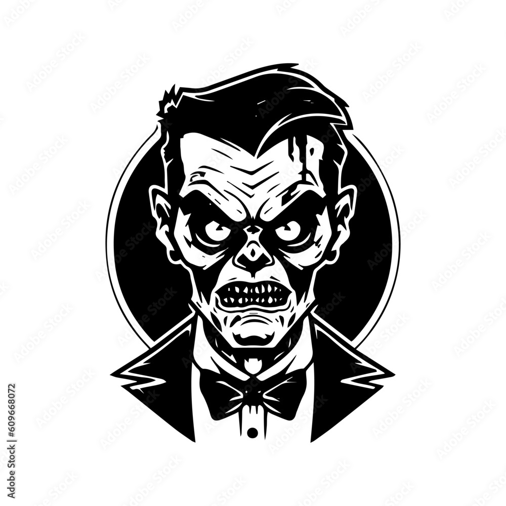 Capture the essence of fear with this creepy zombie hand drawn logo design illustration. Ideal for Halloween themed businesses and entertainment Generative AI