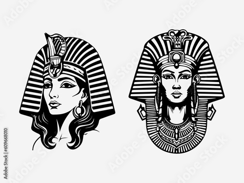 Captivating Cleopatra inspired logo design with a hand drawn touch, exuding elegance, power, and timeless allure. Perfect for luxury brands and beauty businesses. Generative AI