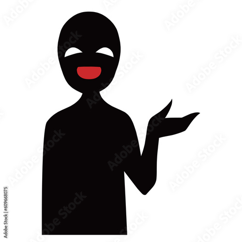 悪人イメージのシルエットの人物イラスト素材