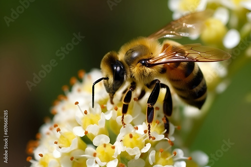 ape su fiore bianco photo