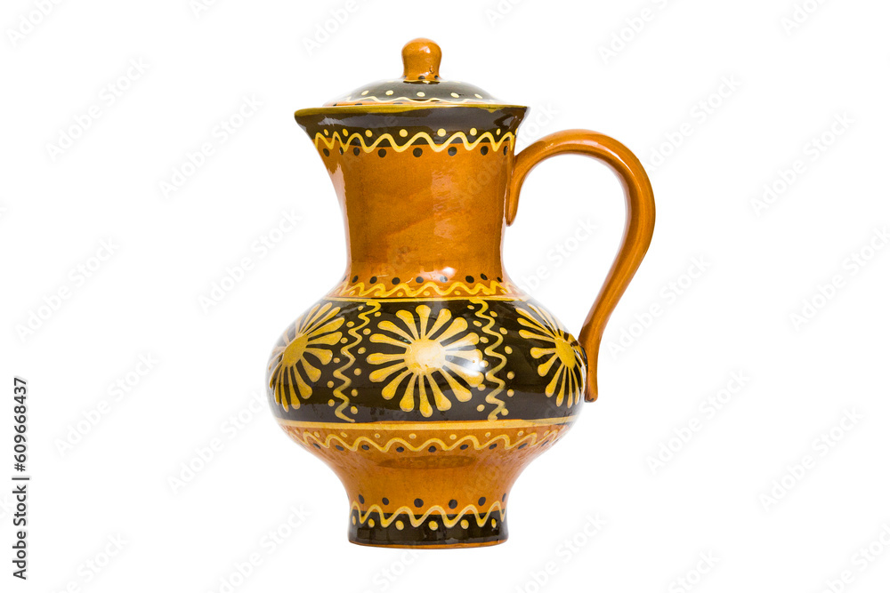 Ceramic decanter on a white background