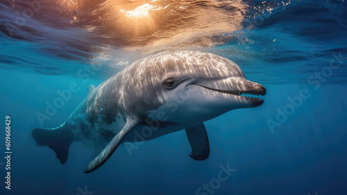 dolphin in the ocean created with Generative AI technology