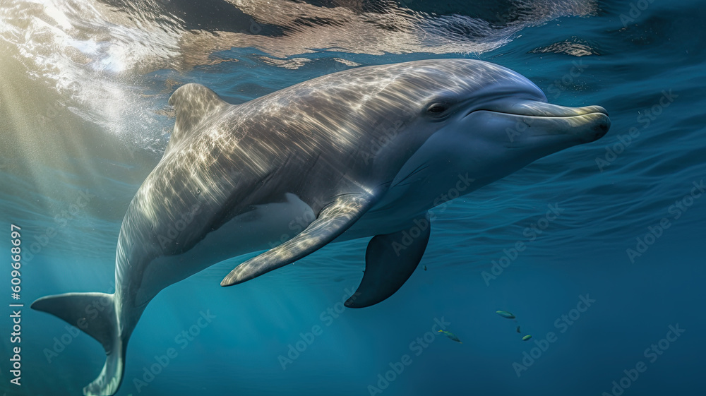 Fototapeta premium dolphin in the ocean created with Generative AI technology