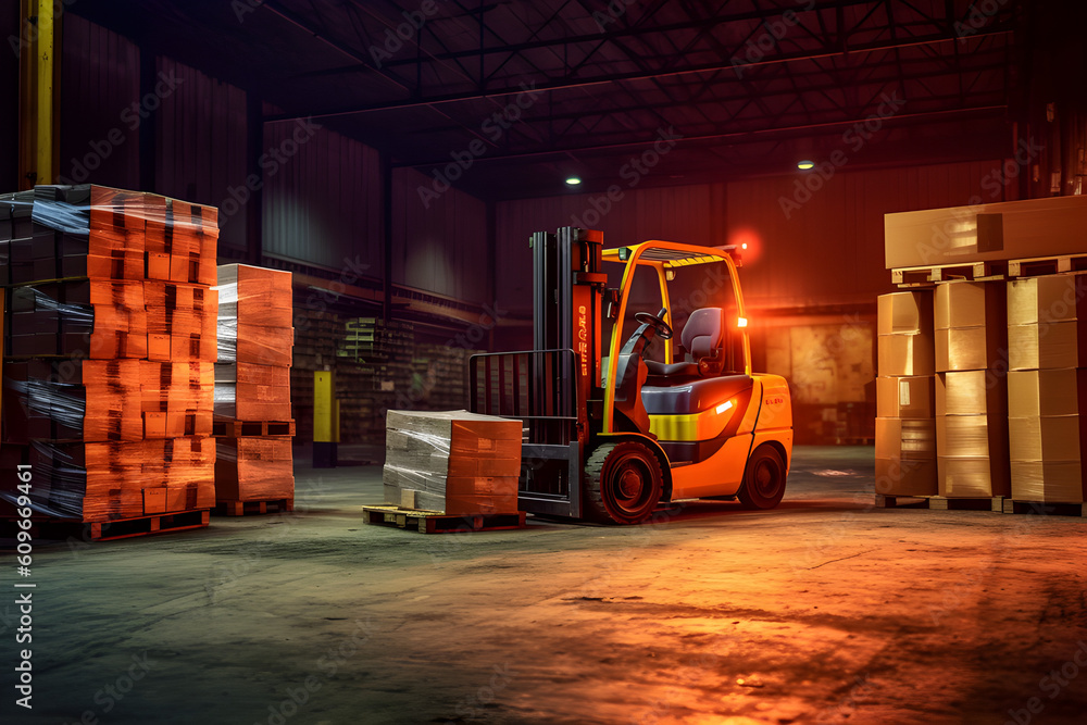 forklift in warehouse, this design was generated by an artificial intelligence