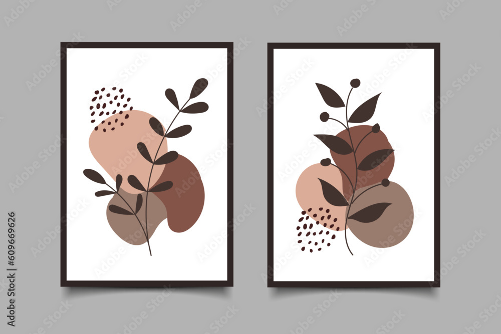 Abstract modern boho botanical with organic shapes for wall art collection Abstract modern boho botanical with organic shapes for wall art collection