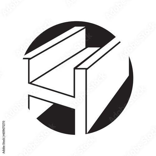 steel metallurgical beam profile symbol vector icon illustration
