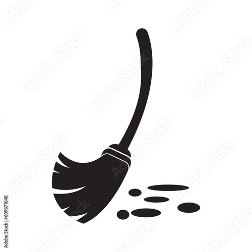 Cleaning tool broom icon logo,vector illustration template design.