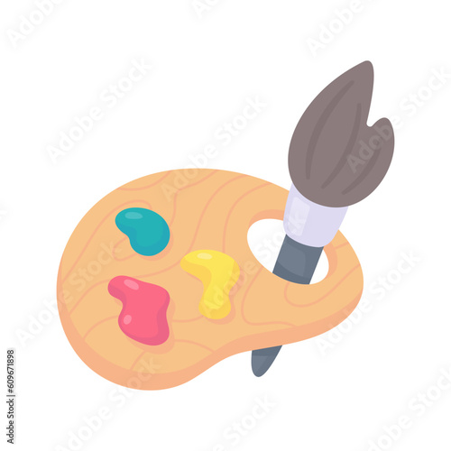 Paintbrush and watercolor for drawing according to the imagination of children