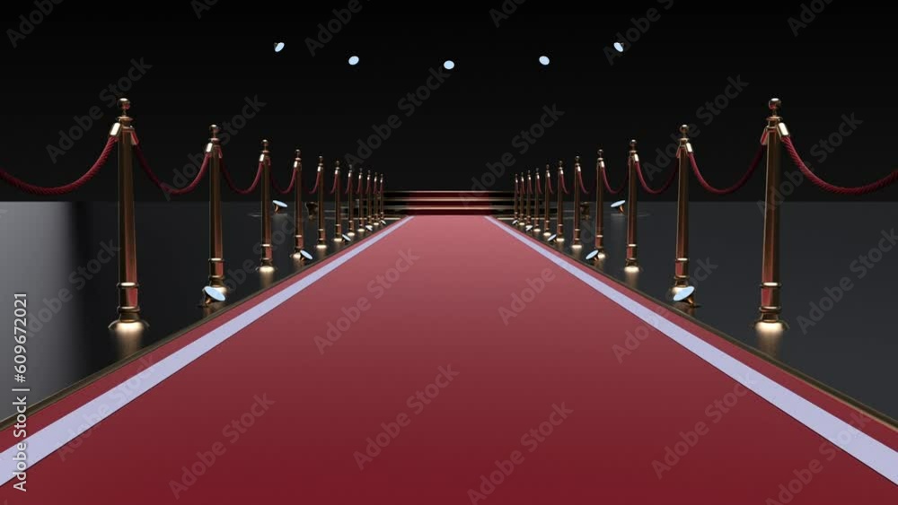 3D animation of Red carpet Opening with the number Five 3D animation of Red carpet Opening with the number Five
