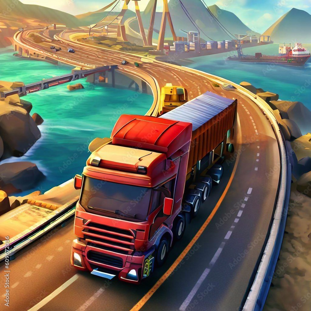 Fototapeta premium Road transport the by truck Generative AI