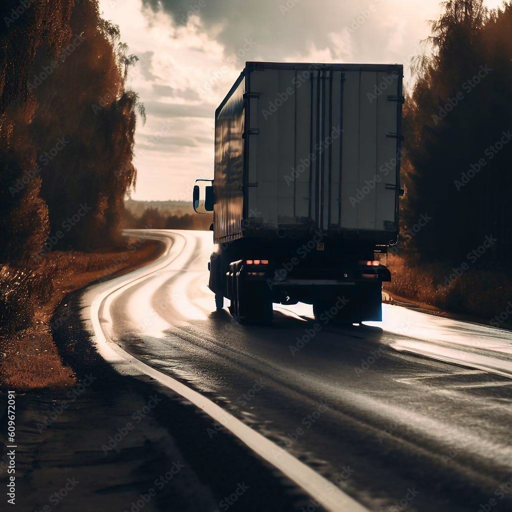 Road transport the by truck Generative AI