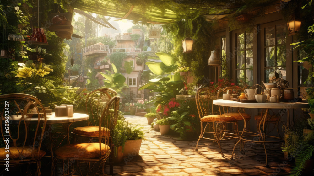 Fototapeta premium beautiful backyard in the spring created with Generative AI technology