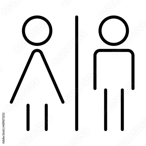 Woman and man line icon wc. Wayfinding vector isolated icon. Editable stroke
