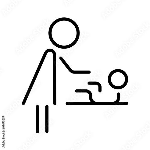 Wayfinding mother child wc, great design for any purpose. Editable stroke, thin line icon.