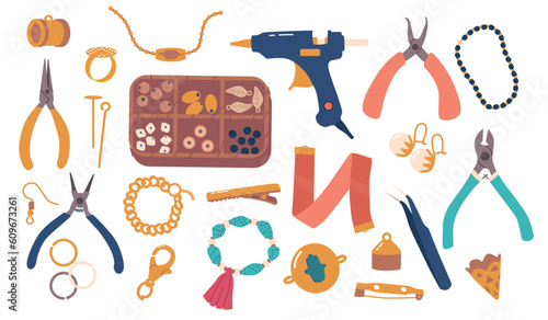 Comprehensive Set Of Fittings And Tools, For Jewelry Making And Repairs. Includes Variety Of Essential Instruments