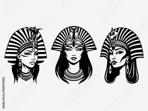 Captivating Cleopatra inspired logo design with a hand drawn touch, exuding elegance, power, and timeless allure. Perfect for luxury brands and beauty businesses. Generative AI