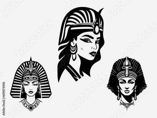 A stunning hand drawn illustration of Cleopatra in a logo design that captures her legendary charm and sophistication. Perfect for entertainment, jewelry, and cultural organizations. Generative AI