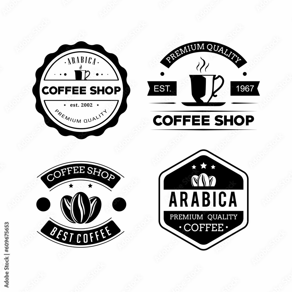 set of coffee shop logo vector
