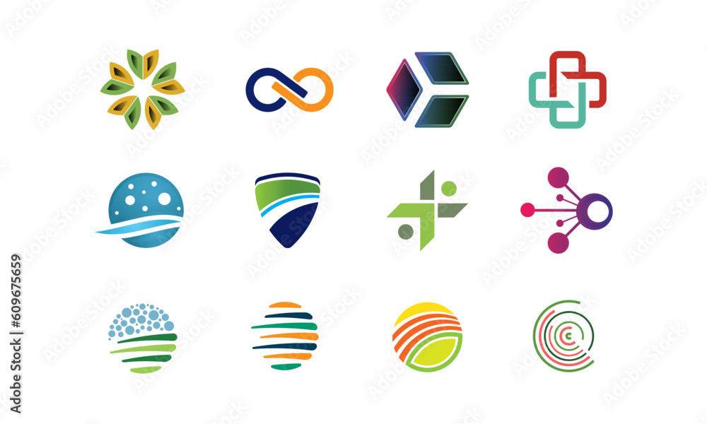 set of logo abstract with multi color
