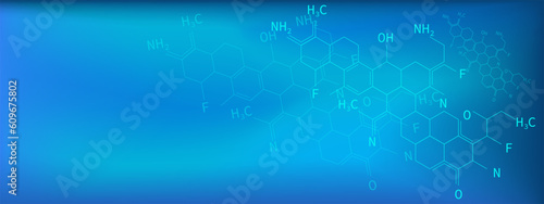 Chemical formulas for science background design concept.