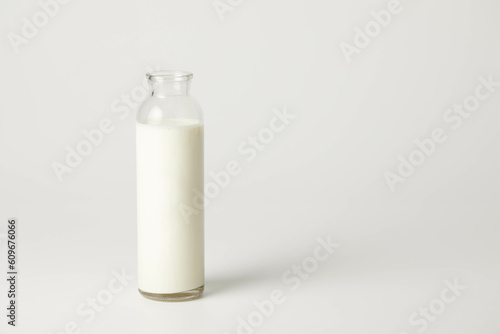 A bottle of milk of milk on a white background
