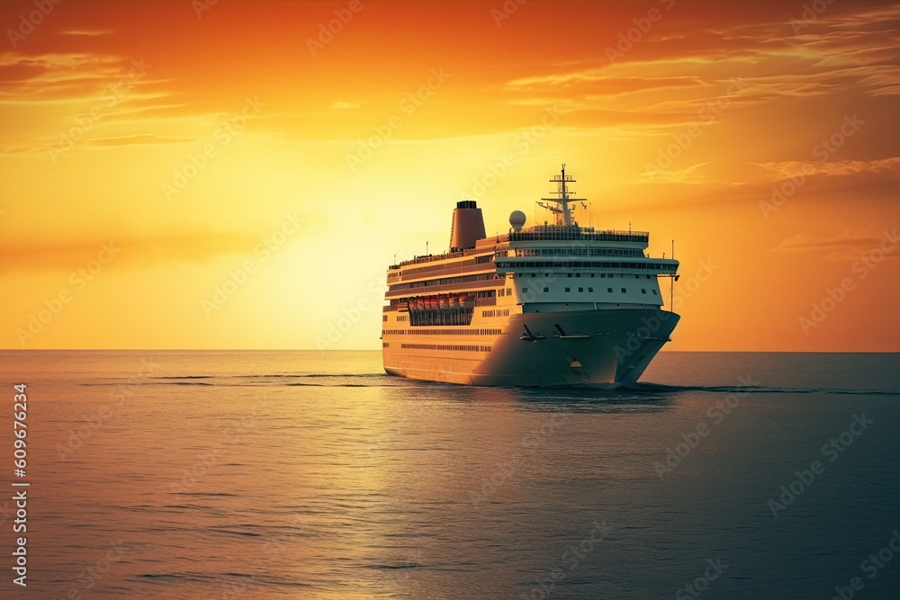 large_cruise_ship_at_sunset_in_the_ocean