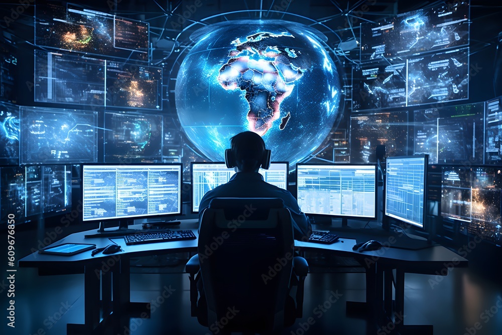 Cuttingedge control center. aI algorithms analyze and safeguard