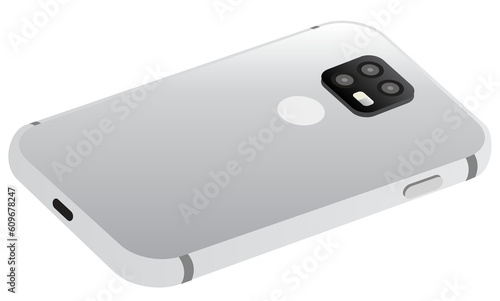 Isometric Flat Smartphone white back camera lying 