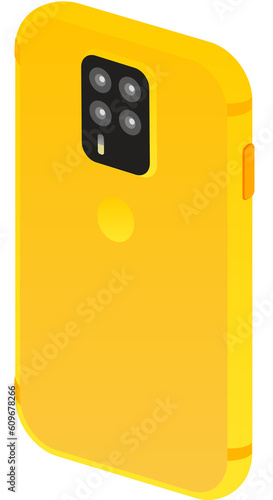 Isometric Flat Smartphone yellow back camera