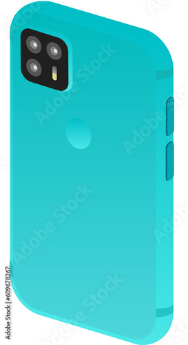 Isometric Flat Smartphone green back camera