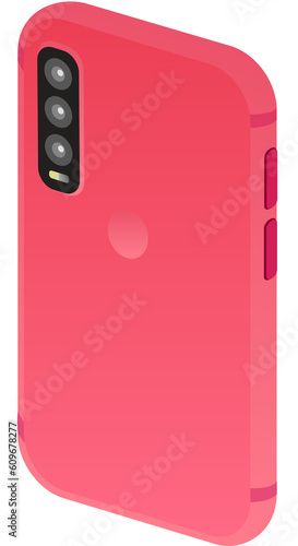 red peach Isometric Flat Smartphone back camera