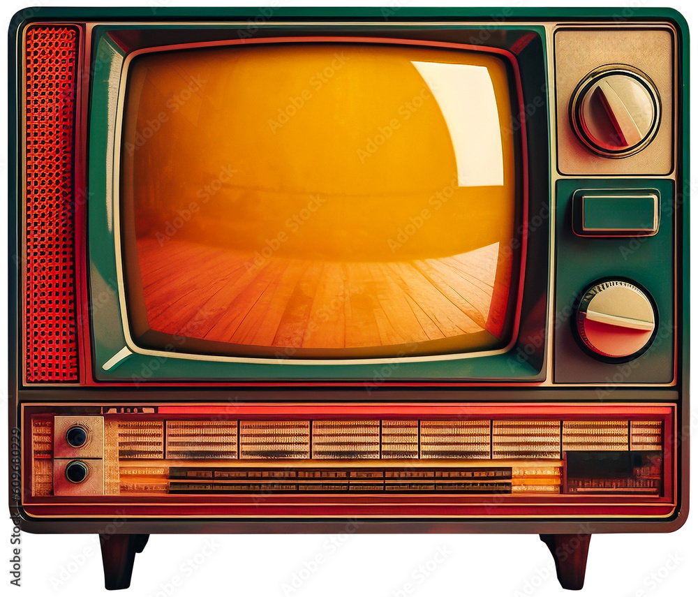 ai generated oldschool looking retro TV, tube monitor isolated, cool