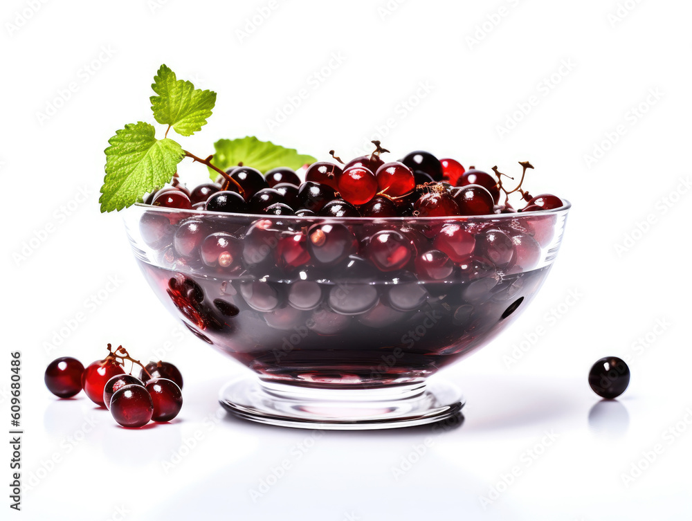 Dish of red and black currants isolated on a white Dish of red and black currants isolated on a white