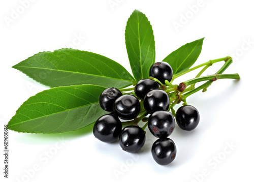 Silk berry with green leaves isolated on a white background
