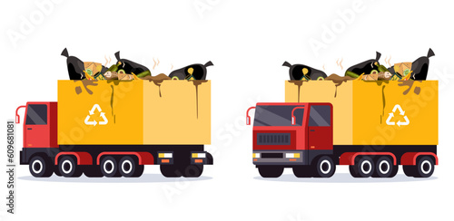 Truck garbage waste trash recycle concept. Vector design graphic illustration
