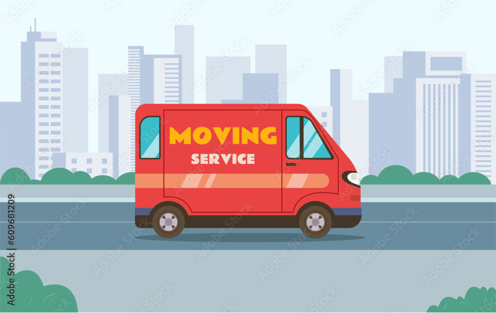 Delivery truck van cargo goods service parcel deliver concept. Vector design graphic illustration