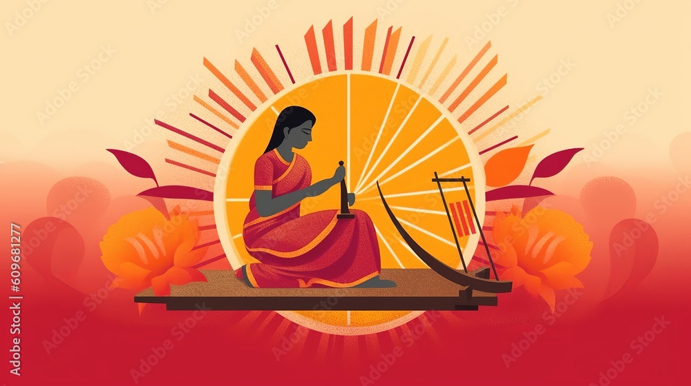 National handloom day of India celebration concept and typography vector illustration, Generative Ai
