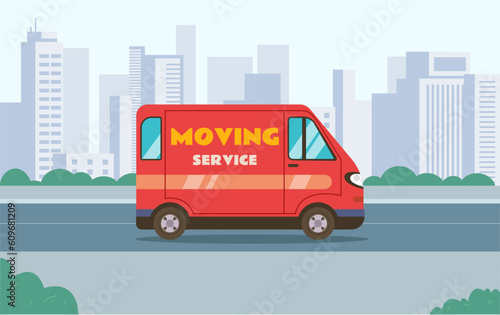 Delivery truck van cargo goods service parcel deliver concept. Vector design graphic illustration © PrettyVectors