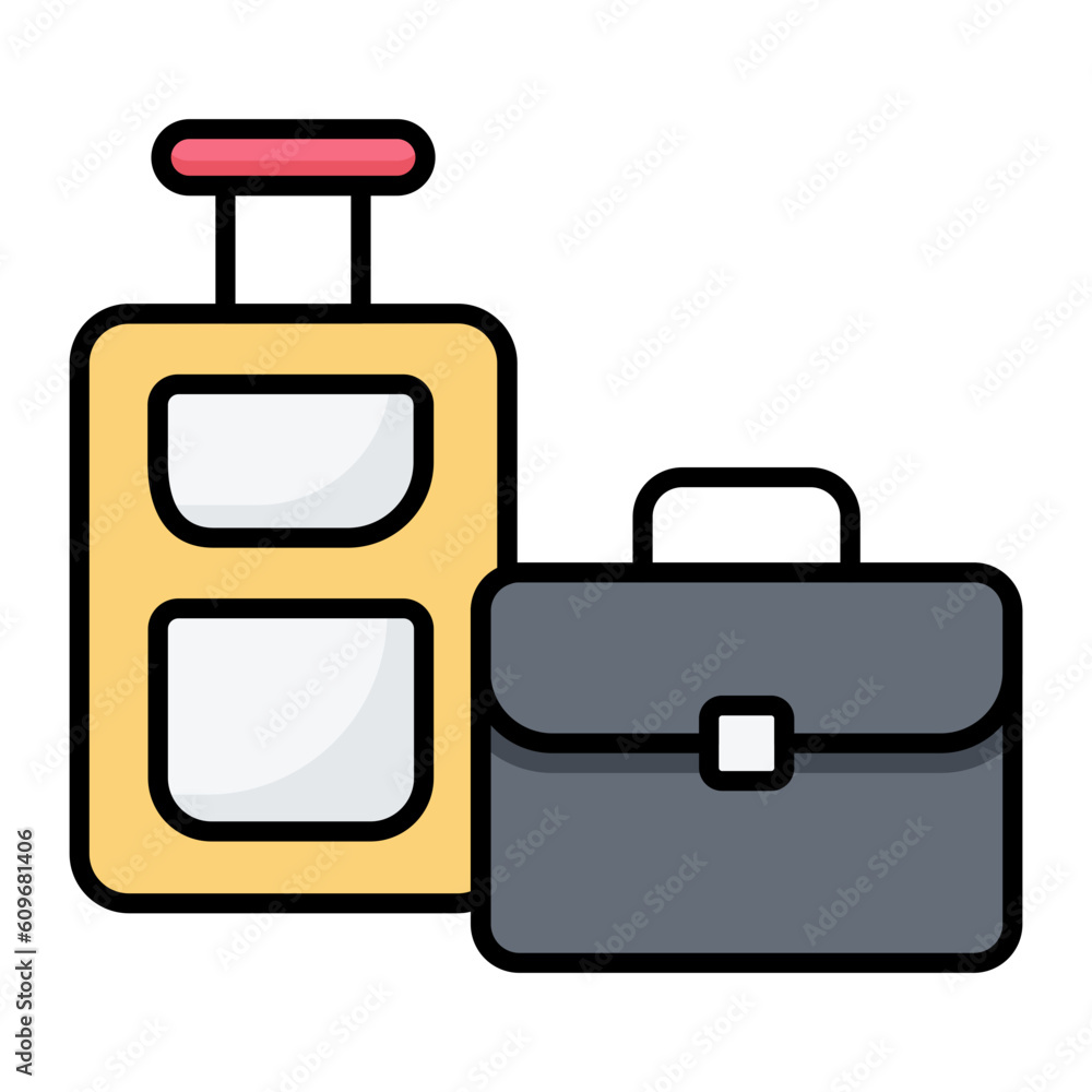 Luggage Line Color Icon Luggage Line Color Icon