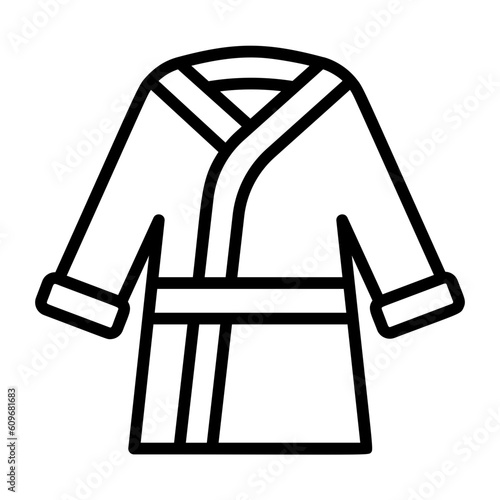 Bathrobe, Robe, Loungewear, Comfortable clothing, Bath time, Cozy attire Icon lineal